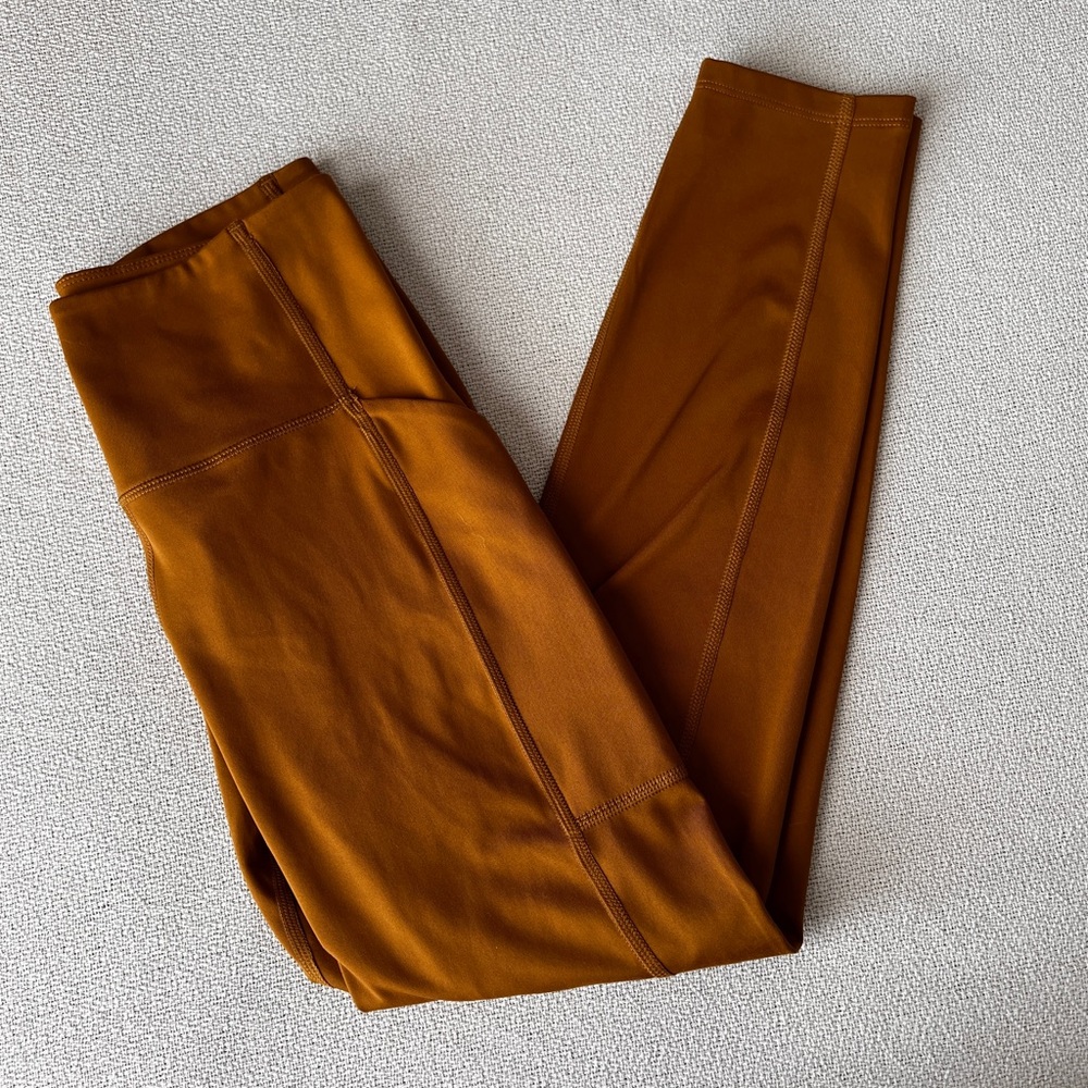 Girlfriend Collective 7/8 Pocket Compression Leggings Small Yellow Gold Mustard